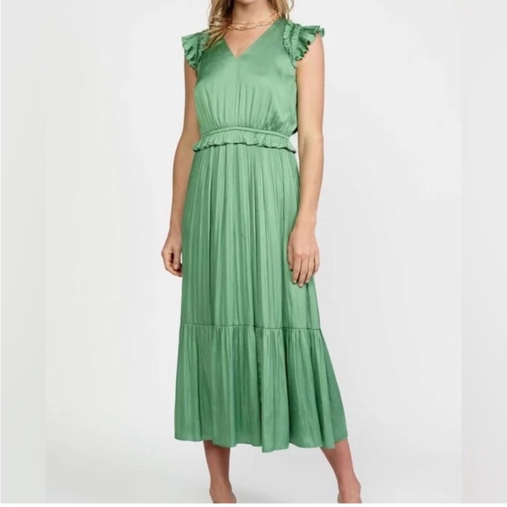 Green Current Air micro pleat dress NWT